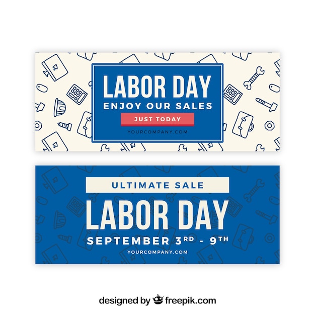 Labor day sale banners in flat style