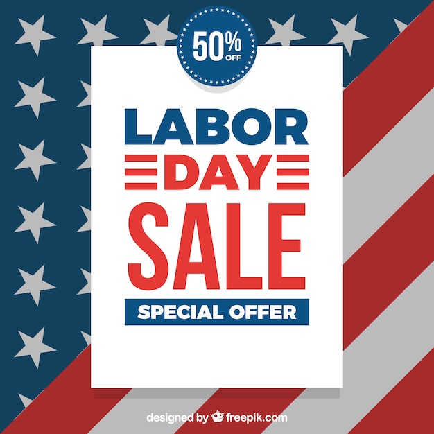 Labor day sale composition with american flag