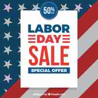 Free vector labor day sale composition with american flag