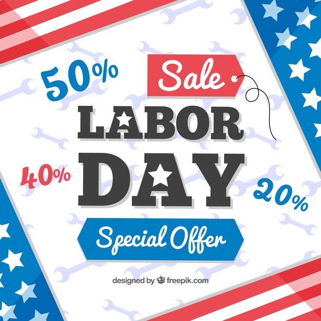 Labor day sale composition with flat design