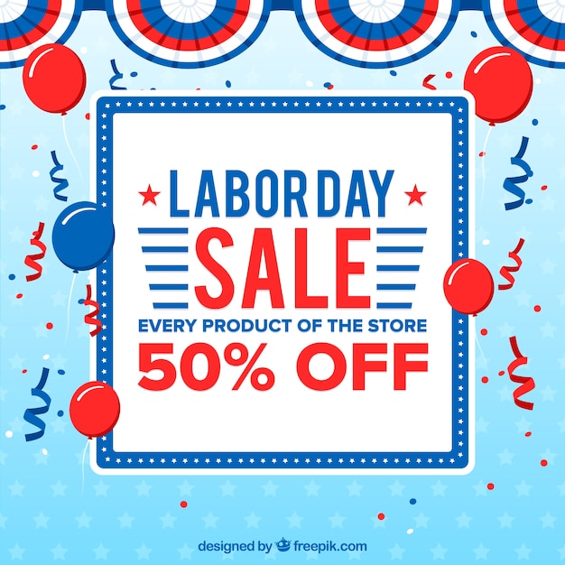 Labor day sale composition with flat design