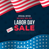 Free vector labor day sale composition with flat design