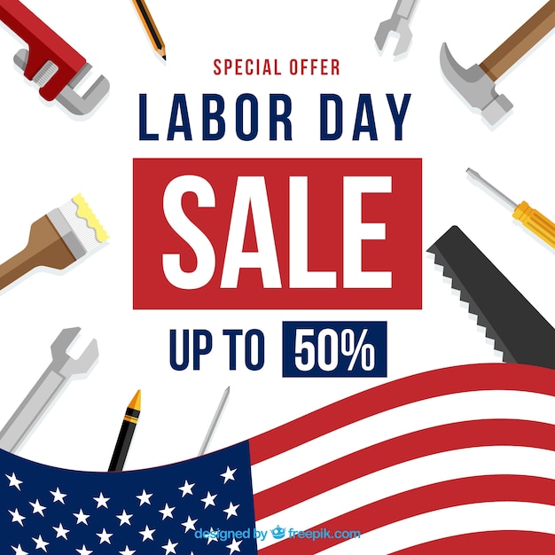 Free vector labor day sale composition with flat design