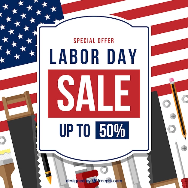 Free vector labor day sale composition with flat design