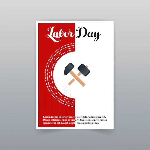 Labor day typographic card with red background