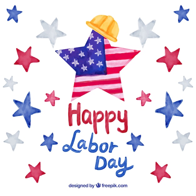 Labor day in usa background with watercolor stars