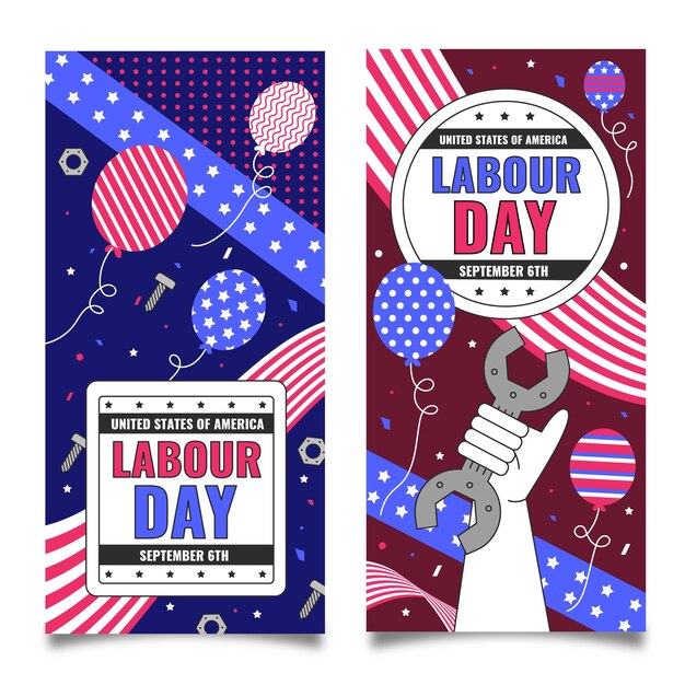 Labor day vertical banners set