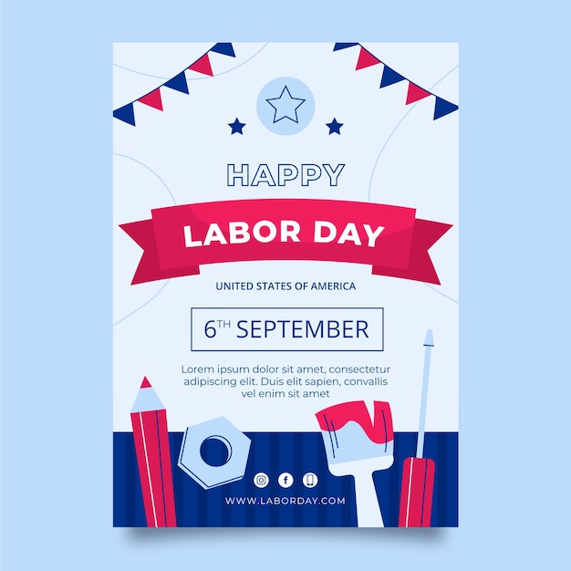 Free vector labor day vertical flyer template