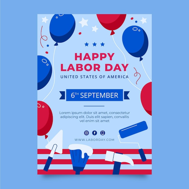 Labor day vertical flyer template