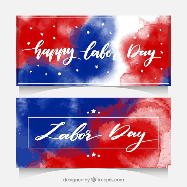 Free vector labor day watercolor banners in usa