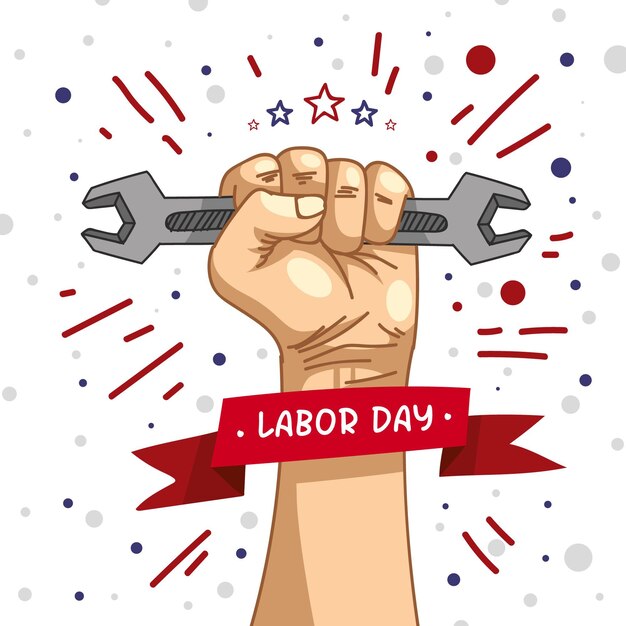 Labor day with hand holding tool