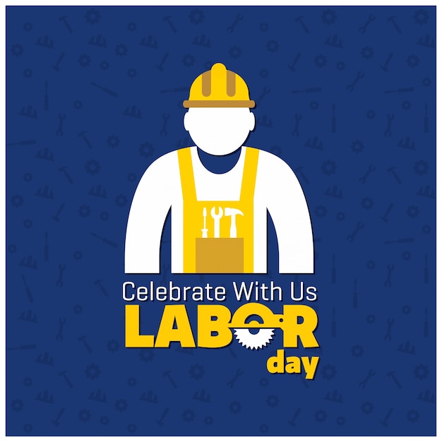 Free vector labor day with worker on a blue background