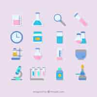 Free vector laboratory equipment icon set