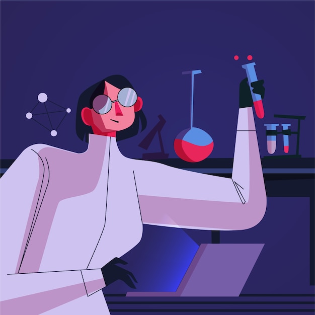 Laboratory female scientist illustration