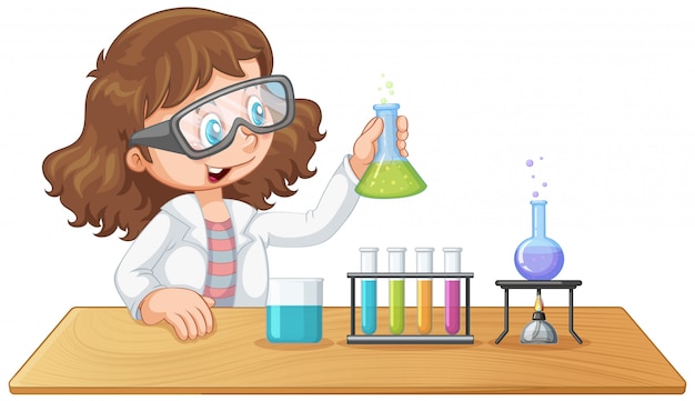 Free vector a laboratory girl experiment