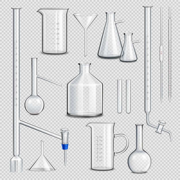 Free vector laboratory glassware transparent set