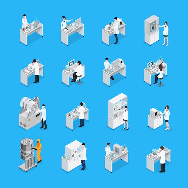 Laboratory works icon set