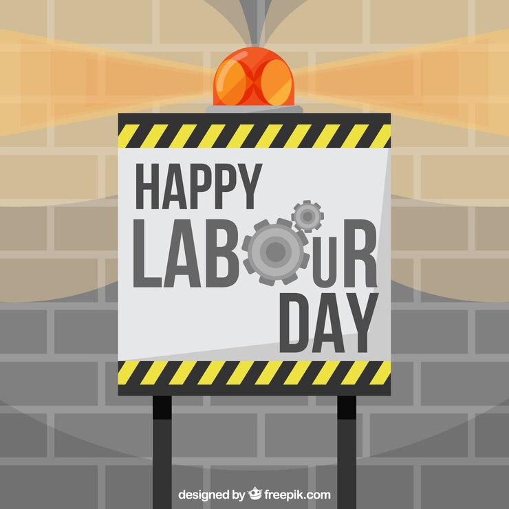 Free Vector labour day background with sign and brick wall