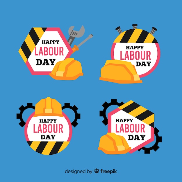 Free vector labour day badge collection