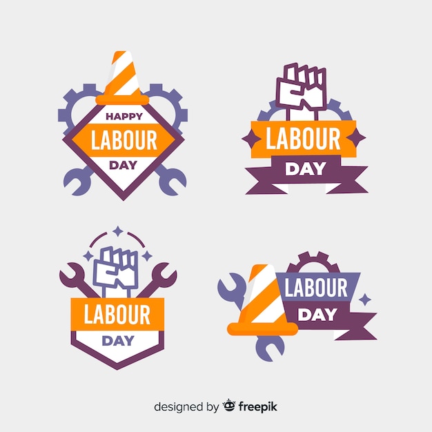 Vettore gratuito collezione di badge festa del lavoro