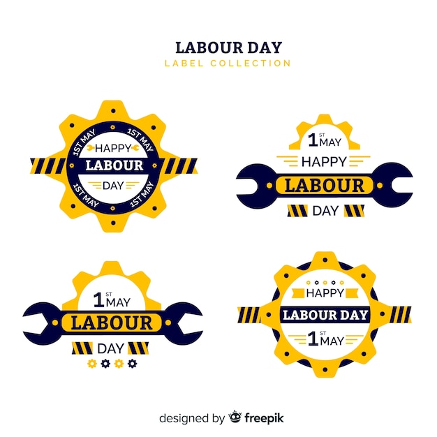 Vettore gratuito collezione di badge festa del lavoro