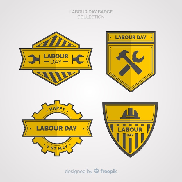 Free vector labour day badge collection