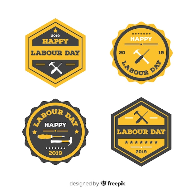 Free vector labour day badge collection