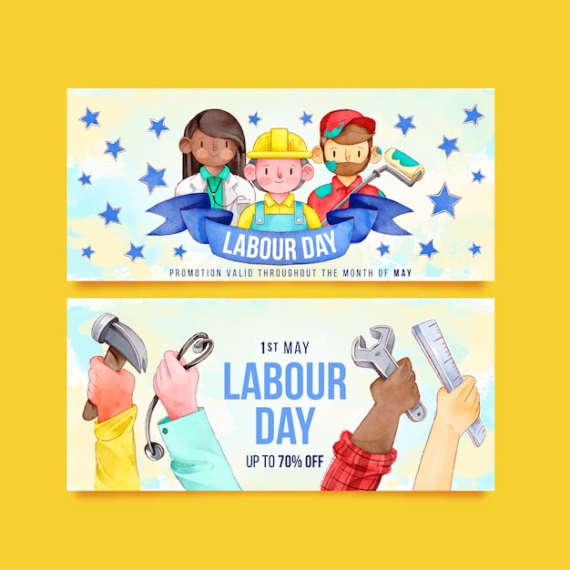 Free vector labour day banners design