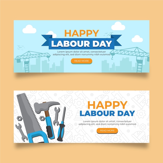 Labour day banners flat design