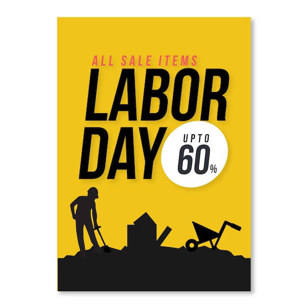 Labour day card with creative design and yellow background 