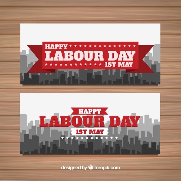 Free vector labour day city banners