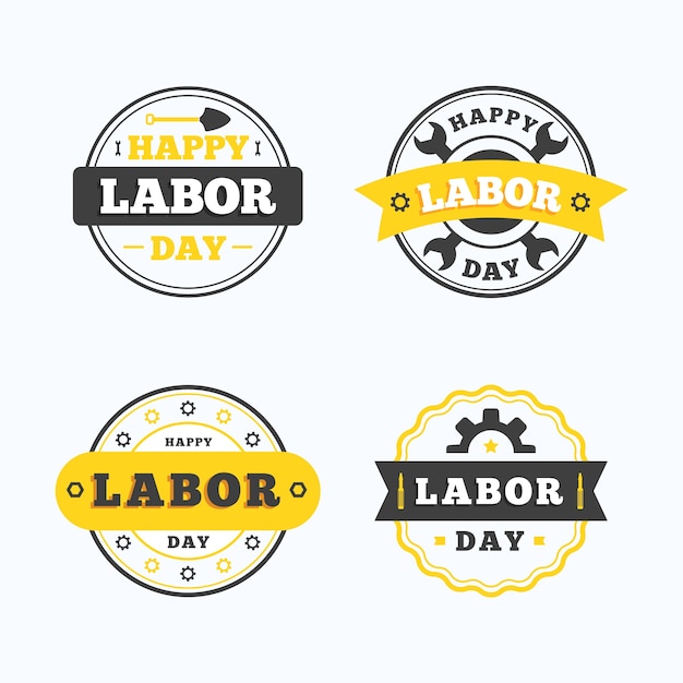 Free vector labour day label collection design