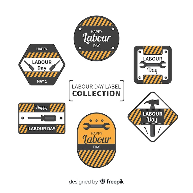 Free vector labour day label collection