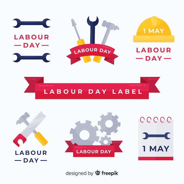 Free vector labour day label collection