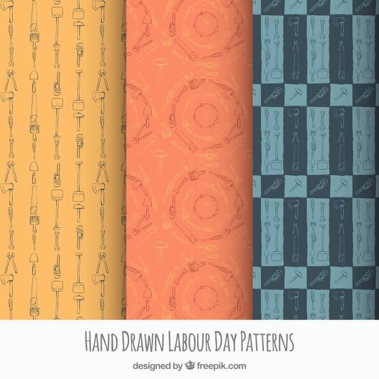 Free Vector labour day sketches patterns