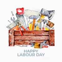 Free vector labour day with greeting and tools