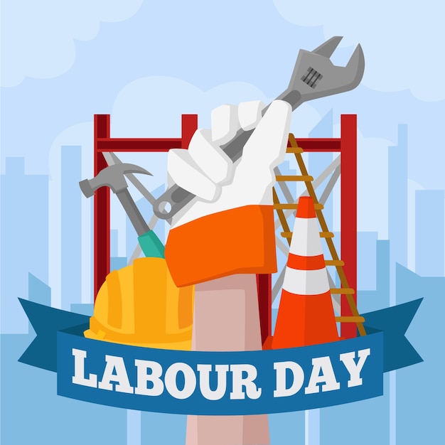 Free vector labour day with hand of worker illustrated