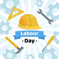 labour day with hard hat and tools
