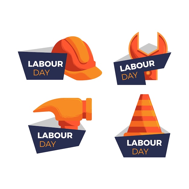 Free vector labour work tools hand drawn labels