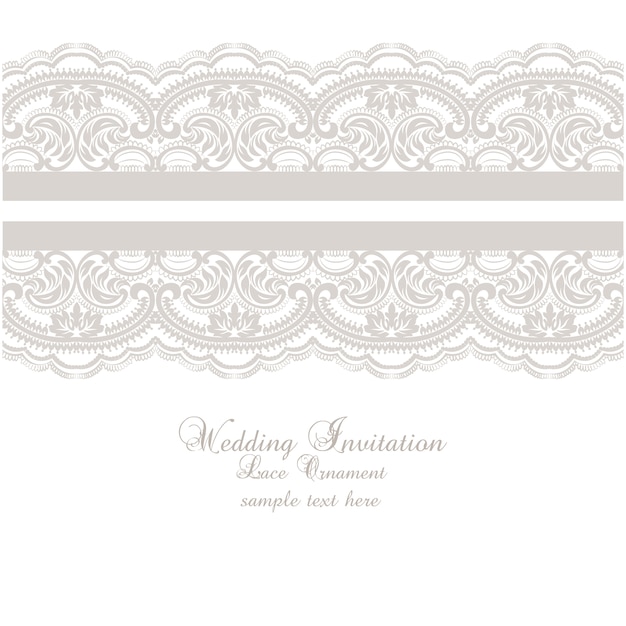 Lace ornament wedding invitation template