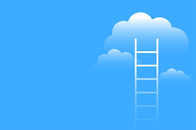 Ladder climbs up to the sky with cloud concept background vector illustration