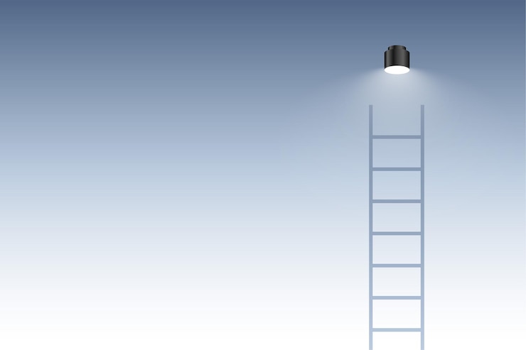 Free Vector ladder stairway with light bulb concept background