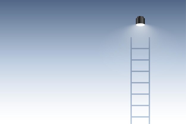 Ladder stairway with light bulb concept background