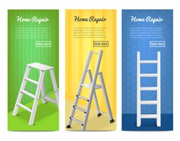 Free vector ladders realistic  banners set