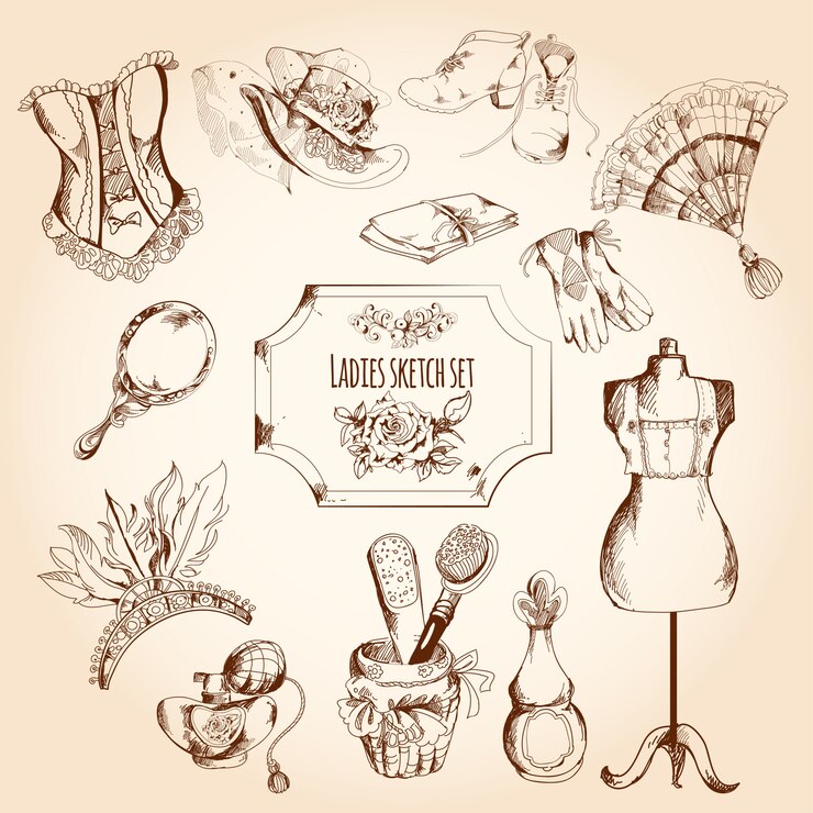 Free Vector ladies sketch set