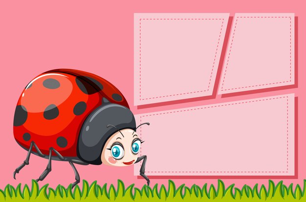 Lady bug on note template