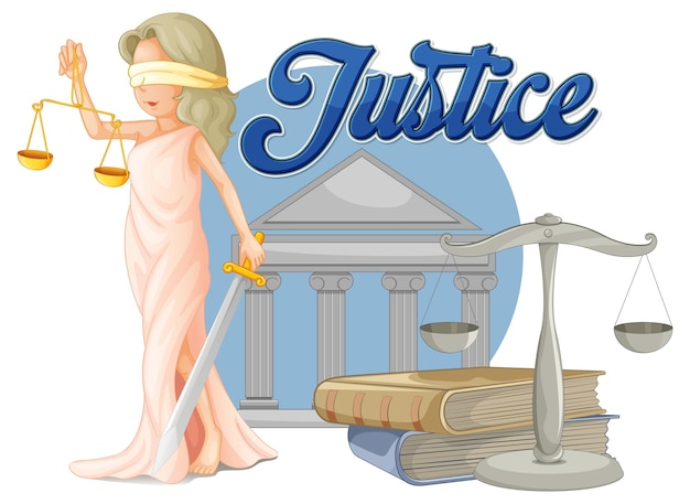 Vettore gratuito lady justice e i simboli della legge