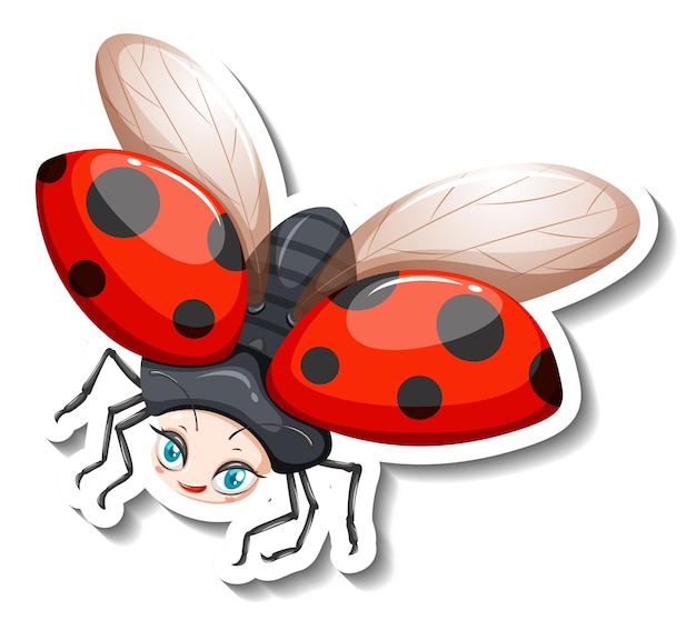 Free vector ladybug animal cartoon sticker