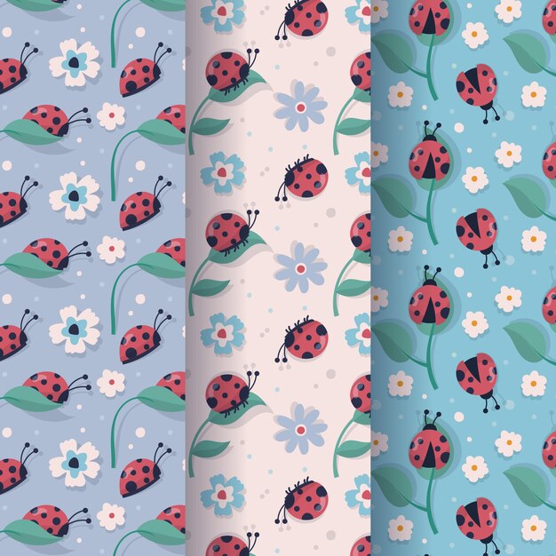 ladybug pattern collection flat style