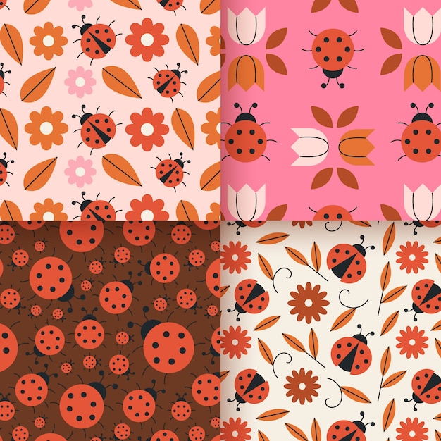 Free vector ladybug pattern collection flat style